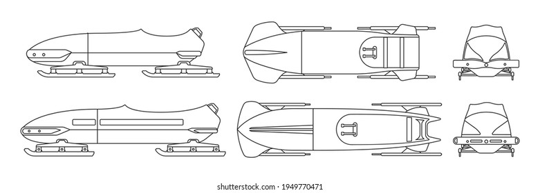 Bobsled einzelne Outline Set Symbol.Vektorgrafik geplündert auf weißem Hintergrund.Outline Vektorset Symbol mit Schlitten.