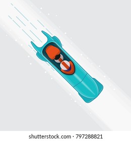 Bobsled race track downhill. Winter sports concept. Vector Illustration inin flat style