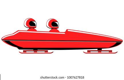 Bobsled with two riders vector icon