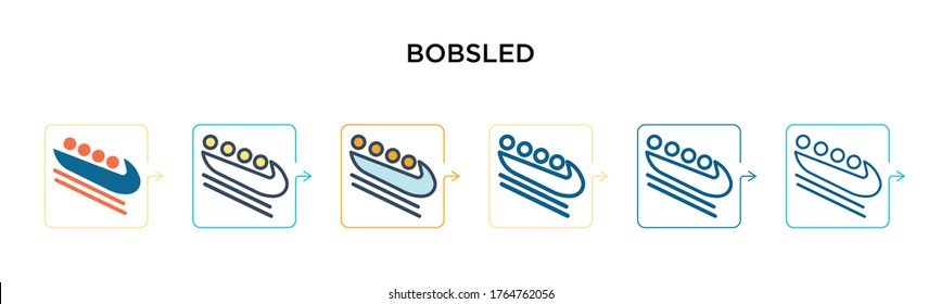 Bobsled vector icon in 6 different modern styles. Black, two colored bobsled icons designed in filled, outline, line and stroke style. Vector illustration can be used for web, mobile, ui