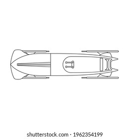 Bobsled vector outline icon. Vector illustration bobsleigh on white background. Isolated outline illustration icon of bobsled.