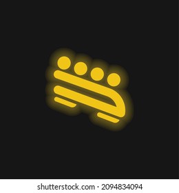 Bobsled yellow glowing neon icon