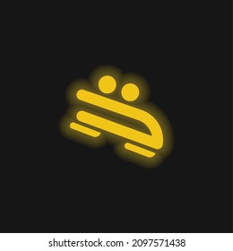 Bobsled yellow glowing neon icon