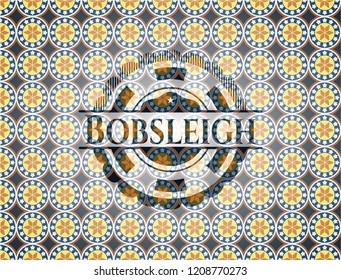 Bobsleigh arabic style badge. Arabesque decoration.
