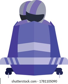 Bobsleigh, athletes sit in a sleigh, vector illustration, flat