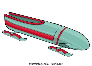 Bobsleigh .  Cartoon style. Clip art for children.