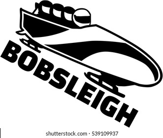 Bobsleigh with crew and word bobsleigh