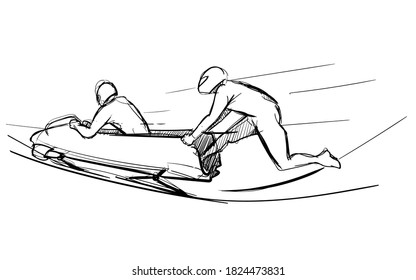 bobsleigh extreme winter sport hand drawn sketches white isolated background