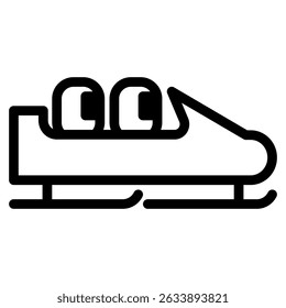 Bobsleigh icon in Black Fill. Glyph style. Isolated on white background