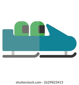 Bobsleigh icon in Color Fill. Flat style. Isolated on white background