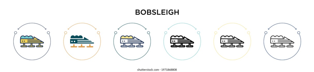 Bobsleigh icon in filled, thin line, outline and stroke style. Vector illustration of two colored and black bobsleigh vector icons designs can be used for mobile, ui, web