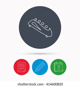 Bobsleigh icon. Four-seated bobsled sign. Professional winter sport symbol. Calendar, pencil or edit and document file signs. Vector