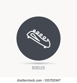 Bobsleigh icon. Four-seated bobsled sign. Professional winter sport symbol. Round web button with flat icon. Vector