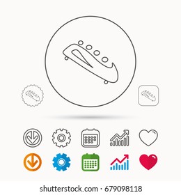 Bobsleigh icon. Four-seated bobsled sign. Professional winter sport symbol. Calendar, Graph chart and Cogwheel signs. Download and Heart love linear web icons. Vector