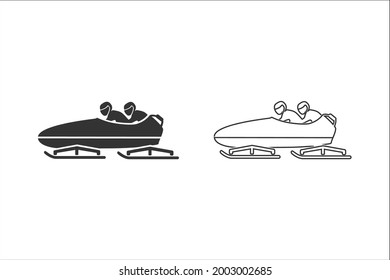 Bobsleigh icon set. Vector illustration on white