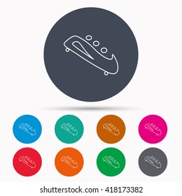 Bobsleigh icon. Three-seater bobsled sign. Professional winter sport symbol. Icons in colour circle buttons. Vector