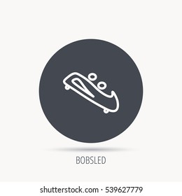 Bobsleigh icon. Two-seater bobsled sign. Professional winter sport symbol. Round web button with flat icon. Vector