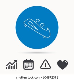 Bobsleigh icon. Two-seater bobsled sign. Professional winter sport symbol. Calendar, attention sign and growth chart. Button with web icon. Vector
