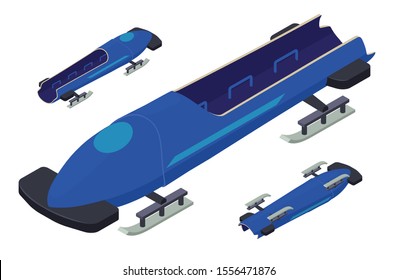 Bobsleigh icons set. Isometric set of bobsleigh vector icons for web design isolated on white background