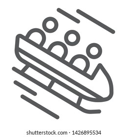 Bobsleigh line icon, sport and winter, bobsled sign, vector graphics, a linear pattern on a white background, eps 10.