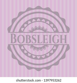 Bobsleigh pink emblem. Vector Illustration. Detailed.