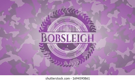 Bobsleigh pink on camo pattern. Vector Illustration. Detailed.