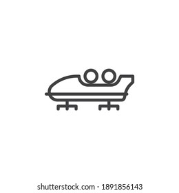 Bobsleigh sport line icon. linear style sign for mobile concept and web design. Skeleton sleigh outline vector icon. Winter sport symbol, logo illustration. Vector graphics