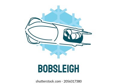 Bobsleigh sport vector line icon. sportman with sleigh, equipment sign. sport pictogram illustration