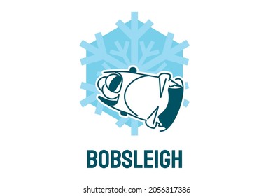 Bobsleigh sport vector line icon. sportman with sleigh, equipment sign. sport pictogram illustration
