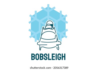 Bobsleigh sport vector line icon. sportman with sleigh, equipment sign. sport pictogram illustration