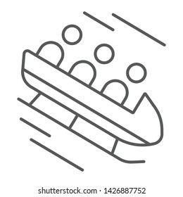 Bobsleigh thin line icon, sport and winter, bobsled sign, vector graphics, a linear pattern on a white background, eps 10.