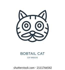 bobtail cat thin line icon. character, domestic linear icons from cat breeds concept isolated outline sign. Vector illustration symbol element for web design and apps.