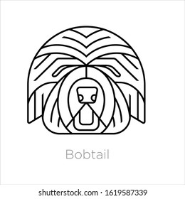 Bobtail head icon logo line art illustration 