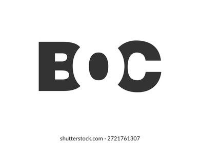 Design do logotipo BOC. Estilo inicial da letra B O C negrito da fonte para start-ups de tecnologia, consultoria, marca corporativa. Nome criativo da empresa, manchetes identidade tipográfica, logotipo moderno. Ilustração vetorial.