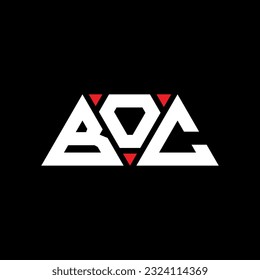 Conception du logo de lettre triangle BOC en forme de triangle. monogramme de création de logo triangle BOC. Modèle de logo vectoriel en triangle BOC avec couleur rouge. Logo triangulaire BOC Design simple, élégant et luxueux