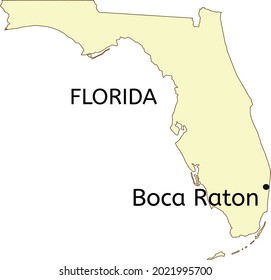 Boca Raton City Location On Florida State Map