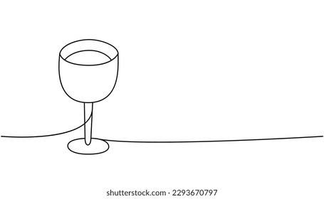 Bocal, wineglass one line continuous drawing. Kitchen tools continuous one line illustration. Vector minimalist linear illustration.