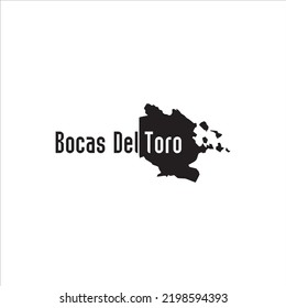 Bocas Del Toro map and black lettering design on white background