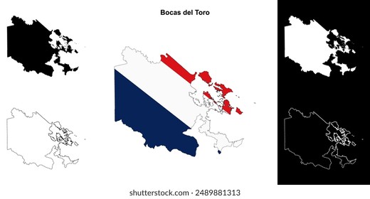 Bocas del Toro province outline map set