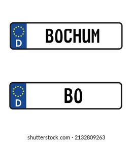 Bochum Car License Plate - Vehicle registration plates of Germany