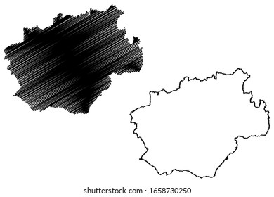 Bochum City (Federal Republic of Germany, North Rhine-Westphalia) map vector illustration, scribble sketch City of Bochum map