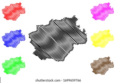 Bochum City (Federal Republic of Germany, North Rhine-Westphalia) map vector illustration, scribble sketch City of Bochum map