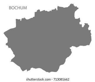 Bochum city map grey illustration silhouette shape