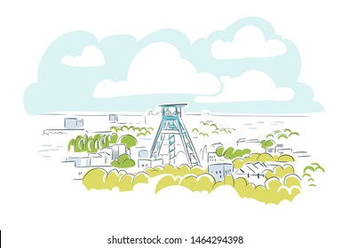 Bochum Germany Europe vector sketch city illustration line art