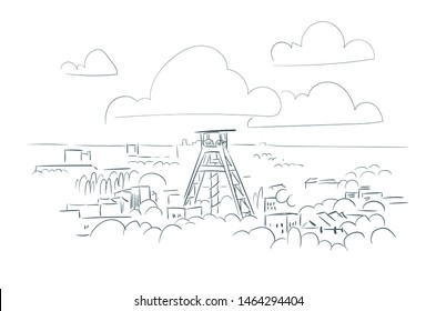 Bochum Germany Europe vector sketch city illustration line art