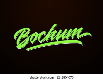 Bochum hand made calligraphic lettering in original style. European city typographic script font for prints, advertising, identity. Hand drawn touristic art in high quality. Travel and adventure