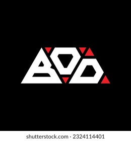 BOD triangle letter logo design with triangle shape. BOD triangle logo design monogram. BOD triangle vector logo template with red color. BOD triangular logo Simple, Elegant, and Luxurious design