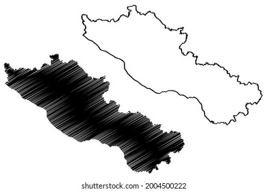 Bodenseekreis district (Federal Republic of Germany, rural district, Baden-Wurttemberg State) map vector illustration, scribble sketch Bodensee map