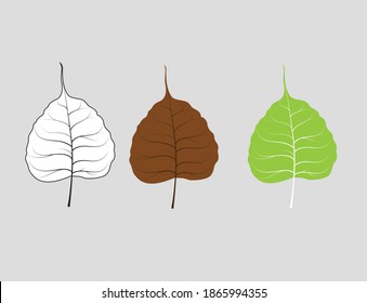 Hoja Bodhi - Vector Verde Rojo Oscuro