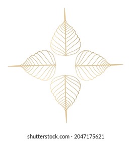 Bodhi Leaf or Bodhi Fig Leaf (recognized by it heart- shaped leaf) seamless texture for interior (room and wall decoration) design background. Bodhi leaf line art texture design.
